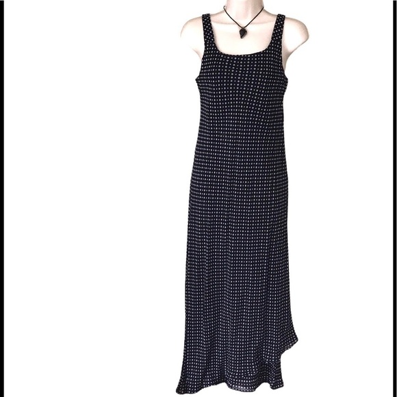 Maxi dress Navy + White asymmetrical hem size Small - Picture 3 of 13